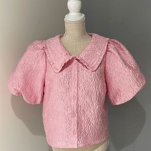 Los Angeles Atelier & other stories lined poof sleeve blouse NWOT